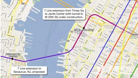 纽约7号地铁延至哈德逊广场 有望通向新泽西!